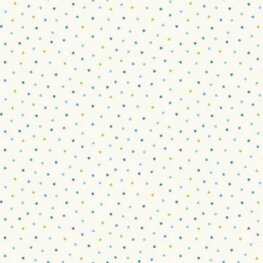Stof 2606-BQ wit met blauw/groene sterren