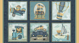Stof 2417B-77 Travelling Teddies Panel