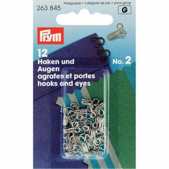 Prym Haken en ogen zilver of zwart