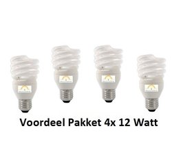 Voordeelpakket 4x12 Watt Daylight Spaarlampen